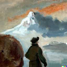 someone gazing at Mount Everest, painting by Edgar Degas generated by DALL·E 2